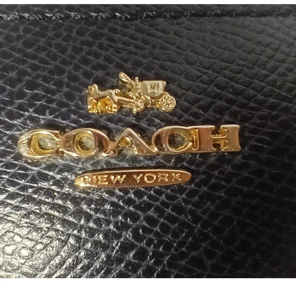COACH White & Navy Colorblock Leather Bi-fold Wallet